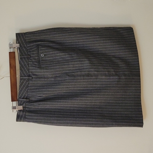 VTG MICHAEL KORS 1990s Gray Trendy Pinstripe Wool Pencil Flat Front Skirt - Picture 4 of 8